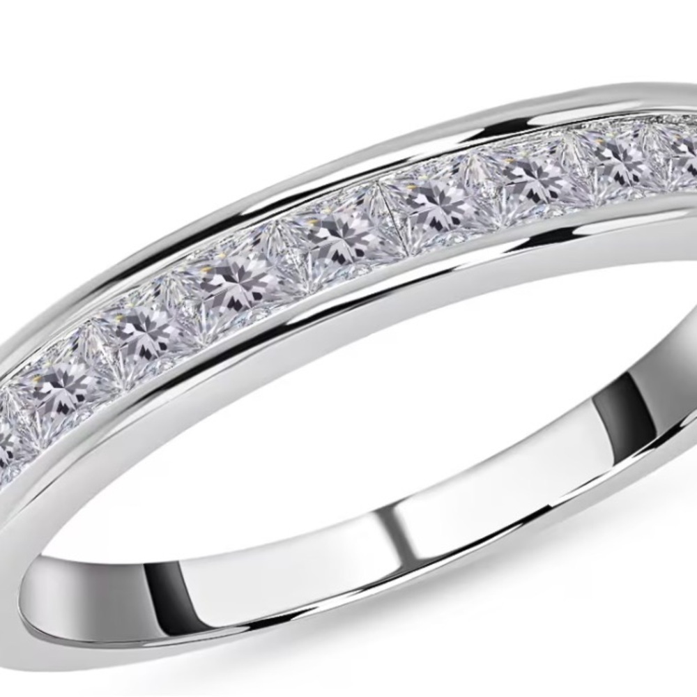 Moissanite Half Eternity Band Ring in Sterling Silver 0.60 ctw